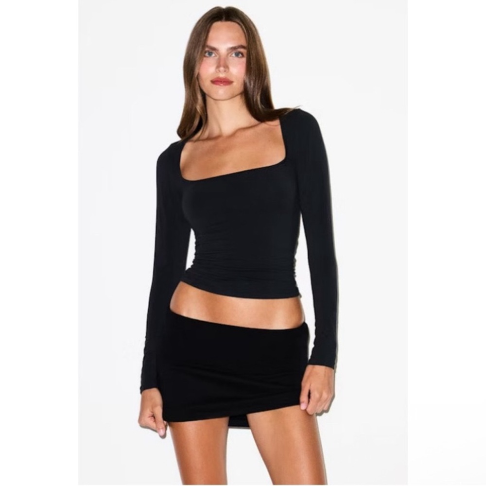 SKIMS NWT Cotton Jersey Square Neck Tee - Soot